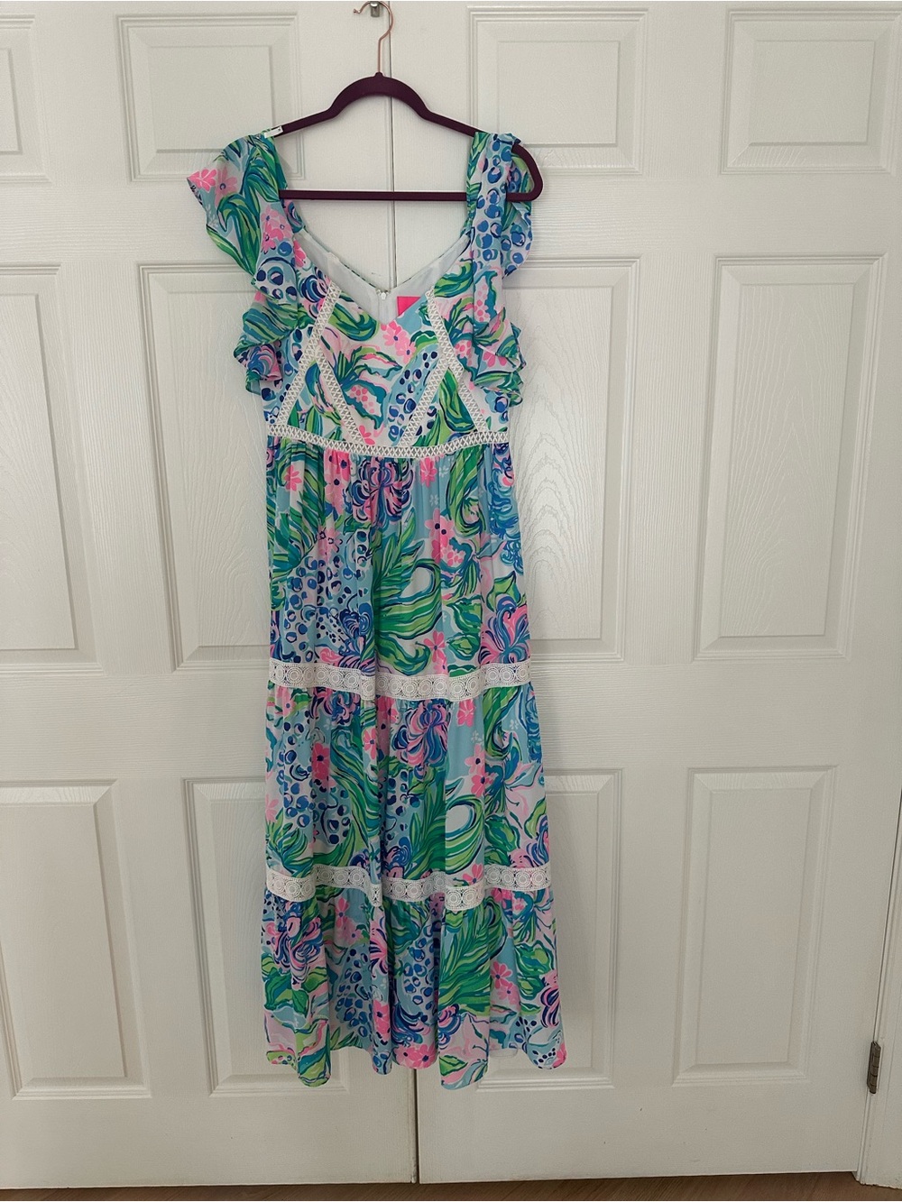 Lilly Pulitzer Pink, Blue & Green Floral Maxi Dress